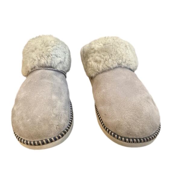 Olukai Ku'i Scuff Gray Suede Shearling Slipper Women size 8 - Picture 5 of 7